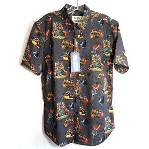 RSVLTS Goonies Montage Kunuflex Short Sleeve Button Down Shirt Size Small NWT